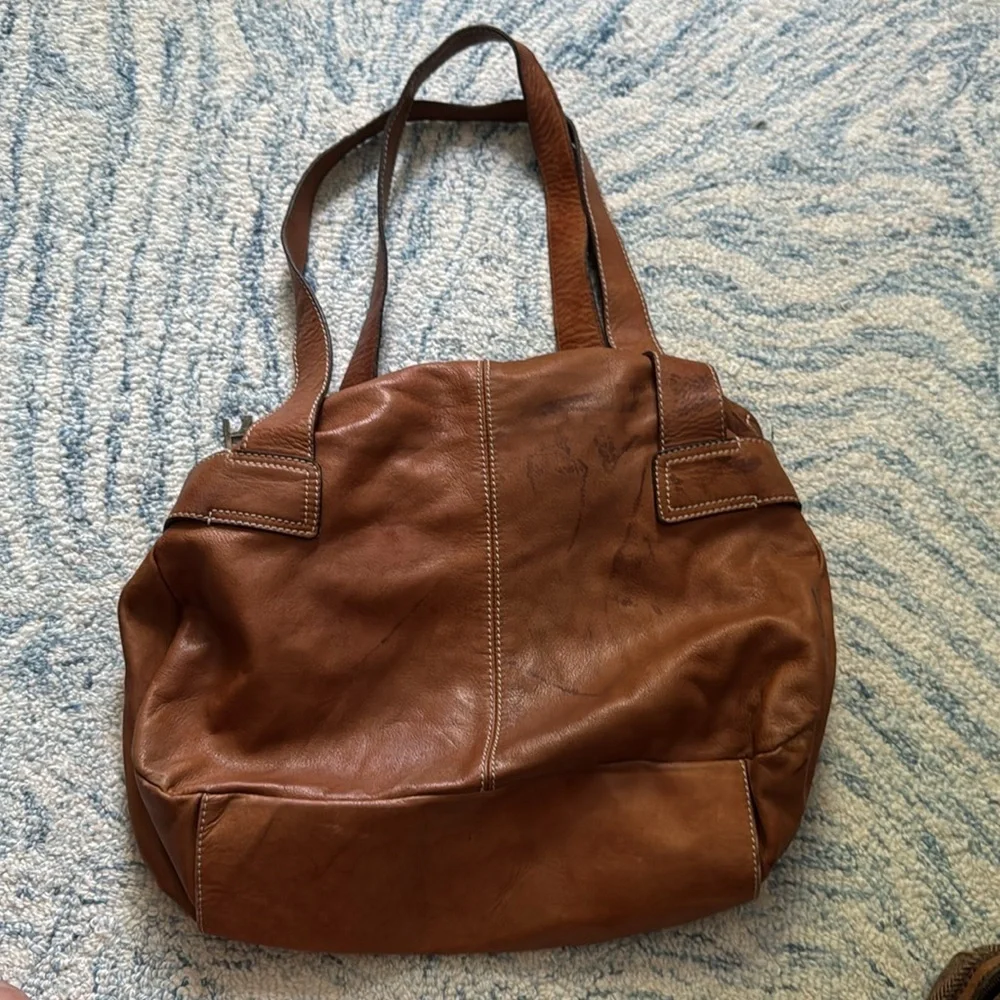 Robert Pietri vintage leather caramel hobo buckle purse